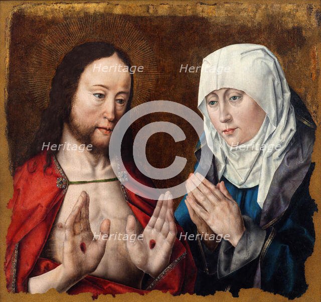 Christ Showing His Mother the Nail Wounds in His Hands, c1490. Creator: Aelbert Bouts.