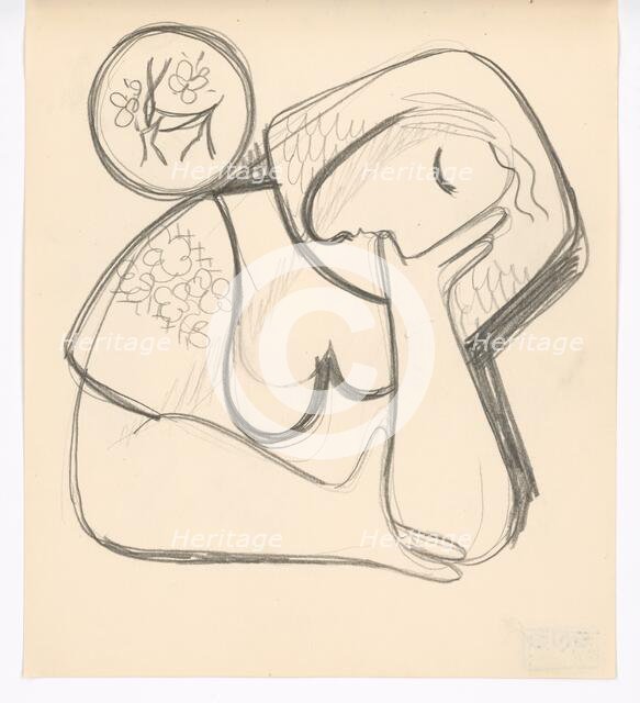 Woman with a folk plate, 1938. Creator: Mikulas Galanda.