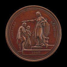 Fame Crowning Painting and Sculpture [reverse], 1848. Creator: Charles Cushing Wright.