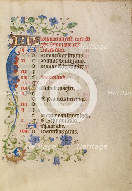 January Calendar Page; Book of Hours, after 1460. Creator: Unknown.