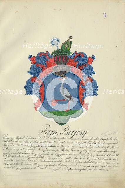 Coat of arms of the Bajcsy family, 1904. Creator: Adolf Medzihradsky.