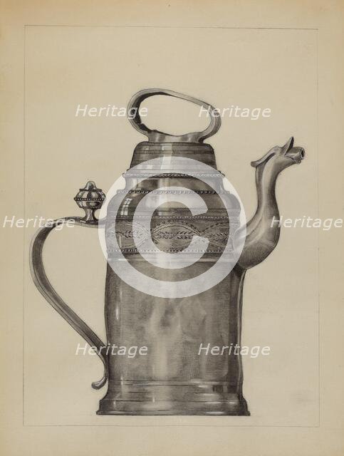 Pewter Pitcher, c. 1936. Creator: A. Zimet.