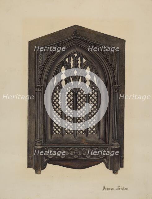 Cast Iron Gate Front, c. 1941. Creator: Beamon Meacham.