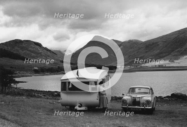1955 MG ZA Magnette with 1954 Pipit Caravan. Creator: Unknown.
