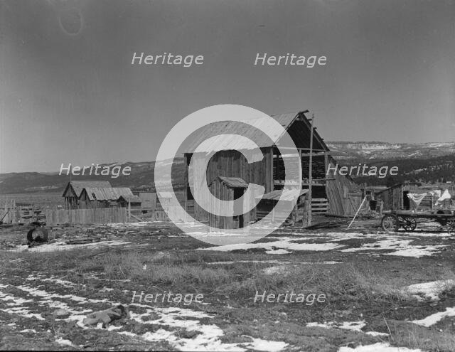 Farm buildings in the purchase area, Widtsoe, Utah, 1936. Creator: Dorothea Lange.