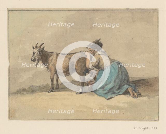 Woman who milks a goat, 1775-1833. Creator: Jean Bernard.