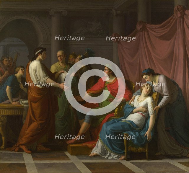 Virgil reading the Aeneid to Augustus and Octavia, 1787. Artist: Taillasson, Jean-Joseph (1745-1809)