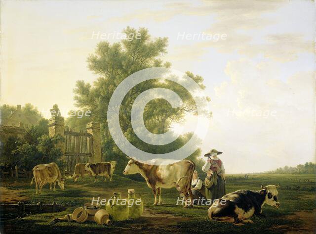 Milking Time, 1800-1815. Creator: Jacob van Strij.