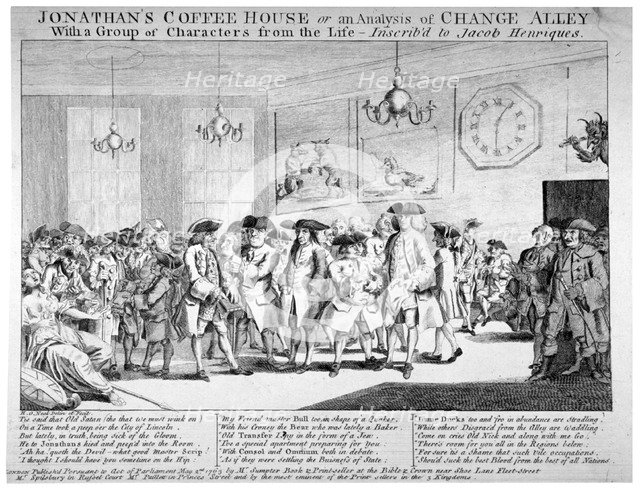 Jonathan's Coffee House, London, 1763. Artist: HO Neal