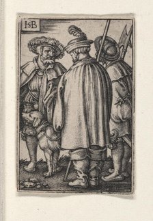 Three soldiers and a dog. Creator: Beham, Hans Sebald (1500-1550).
