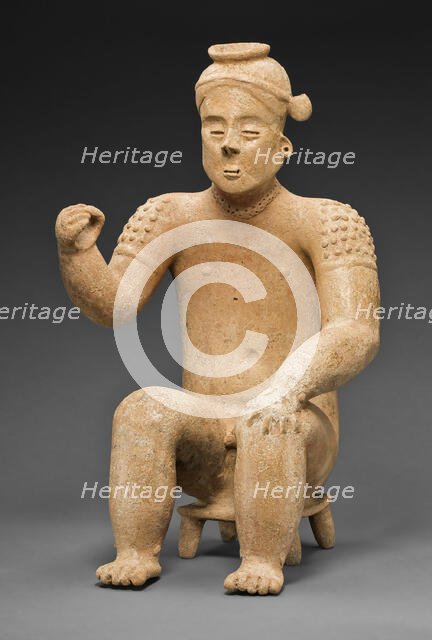 Seated Male Figure with One Arm Raised, A.D. 100/900. Creator: Unknown.