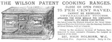 The Wilson Patent Cooking Ranges, 1883. Creator: Unknown.