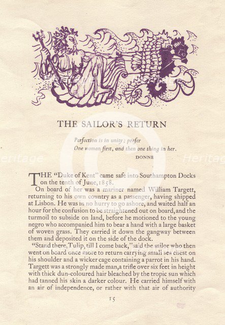 'The Sailor's Return', 1952. Creator: Shirley Markham.