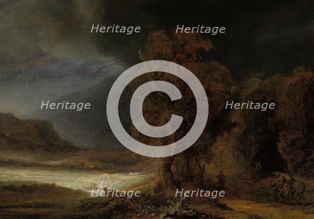 Landscape with the Parable of the Good Samaritan, 1638. Creator: Rembrandt Harmensz van Rijn.