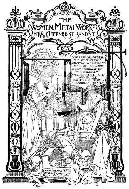 Advertisement for the Women Metal Workers company in London, 1901. Artist: Unknown
