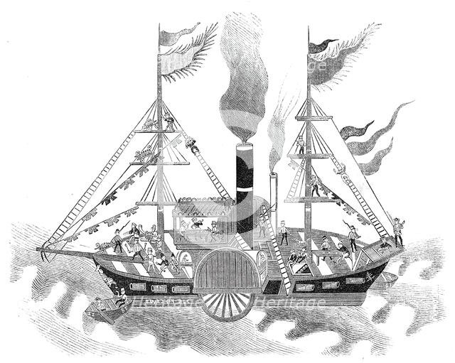 Curious Chinese drawing of an English war-steamer, 1844. Creator: Unknown.