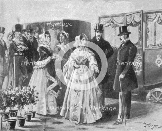 'Queen Victoria's first train journey, from Slough to Paddington, June 13, 1842', (1901).  Creator: Unknown.