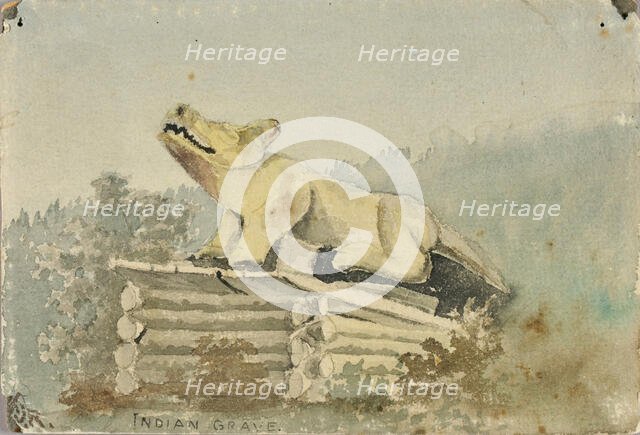 Indian Grave. Wolf Totem over Medicine Man Grave, Wrangell, ca. 1880-1914. Creator: Theodore J. Richardson.