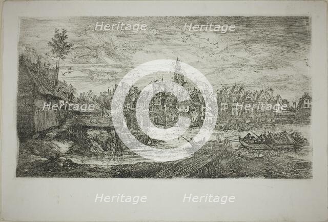 City with Stone Bridge, 1865. Creator: Rodolphe Bresdin.