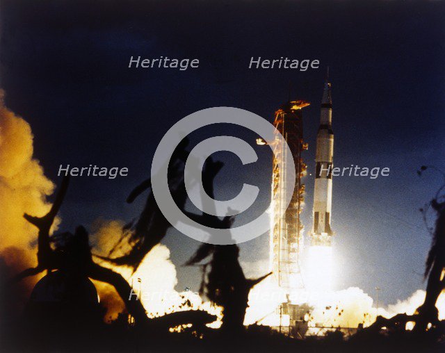 Launch of Saturn V rocket, Kennedy Space Center, Merritt Island, Florida, USA, 7 December 1972. Creator: NASA.