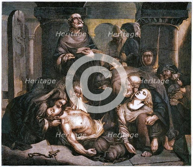 'The Burial of Harold at Waltham Abbey', (1847).  Creator: Frederick Richard Pickersgill.