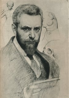 Portrait of the Artist: Pencil Drawing by Sigmund Lipinsky, c1893-1924, (1924). Artist: Sigmund Lipinsky