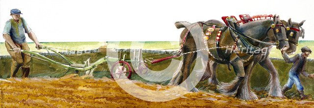 Ploughing, c1830-1900, (c1990-2010). Artist: Judith Dobie.