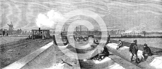 London Main Drainage: Concrete foundation for the northern outfall tunnels, 1861. Creator: Unknown.