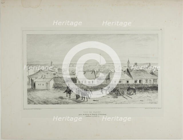 View of Yassy Taken from the Balcony of the St. Petersburg Hotel, Moldavia, July 19, 1837, 1840. Creator: Auguste Raffet.