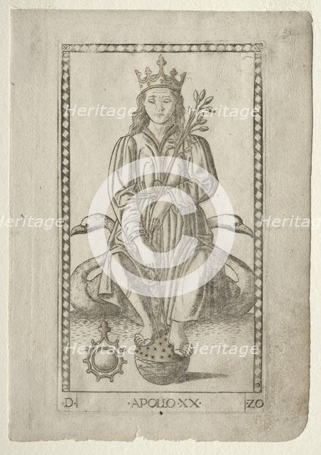 Apollo (from the Tarocchi, series D: Apollo and the Muses, #20), before 1467. Creator: Master of the E-Series Tarocchi (Italian, 15th century).