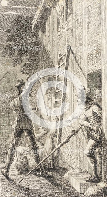 Plate XIX from Life and Adventures of the Knight Don Quixote de la Mancha, 1780. Creator: Daniel Berger.