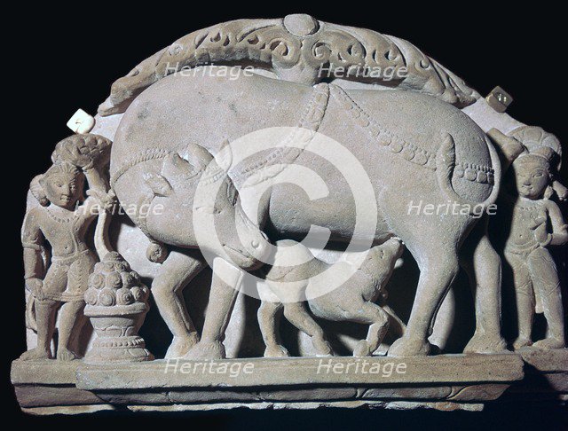 Young god Khrishna with a cow and his half-brother Bala Rama, 10th century. Artist: Unknown