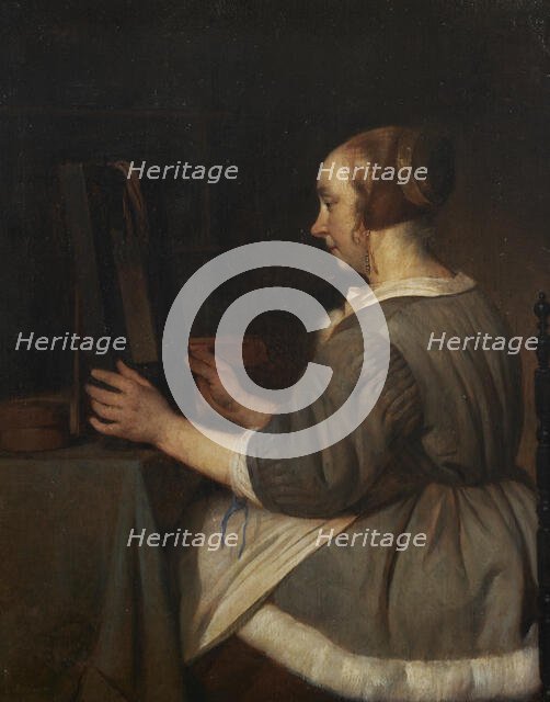 Woman in the mirror, c.1662. Creator: Gabriel Metsu.