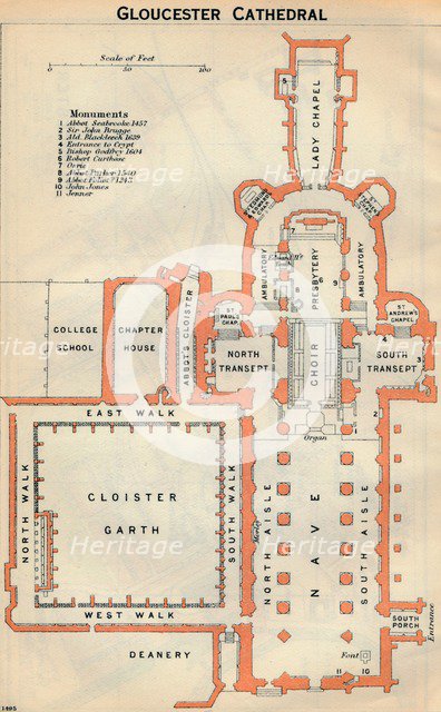 'Gloucester Cathedral', c20th Century. Artist: John Bartholomew.