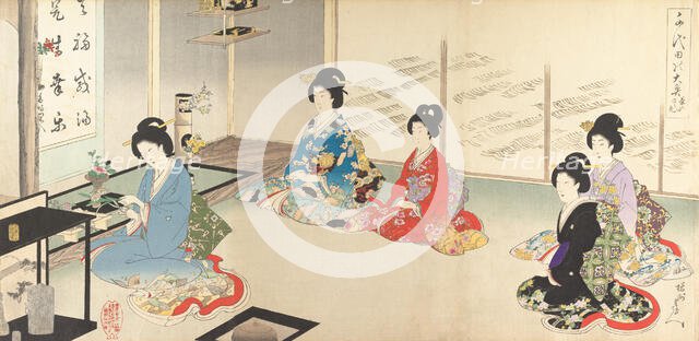 Chiyoda Inner Palace: No.20 Flower Arranging in Turn..., August 1895. Creator: Chikanobu Yoshu.