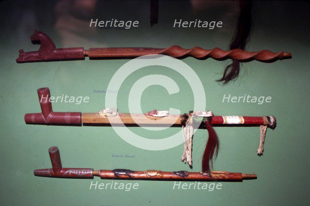 Three Peace-Pipes, Dakota Sioux, North American Indian. Artist: Unknown.
