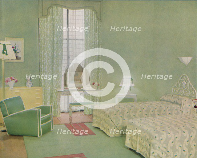 'Green and White Colour Scheme for a Bedroom', 1938. Artist: Unknown.