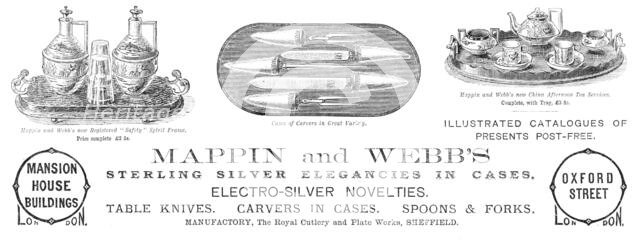 Advertisement for Mappin and Webb, 1883.  Creator: Unknown.
