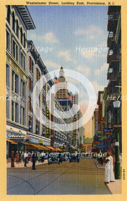 Westminster Street, looking east, Providence, Rhode Island, USA, 1940. Artist: Unknown