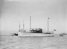 The motor yacht 'Margery' at anchor, 1929. Creator: Kirk & Sons of Cowes.