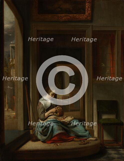 Woman Peeling an Apple, 1667. Creator: Cornelis Bisschop.