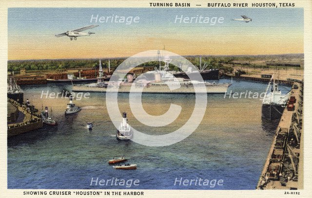 Turning basin, Buffalo River, Houston, Texas, USA, 1932. Artist: Unknown