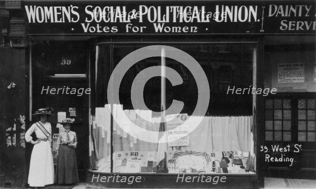 The WSPU shop at No 39 West St, Reading, Berkshire, July 1910. Artist: Unknown