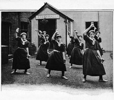 Physical drill at Canning Town Women's Settlement, London, c1901 (1901). Artist: Unknown.