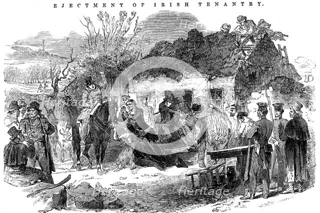 Evicted Irish peasant family, 1848. Artist: Unknown