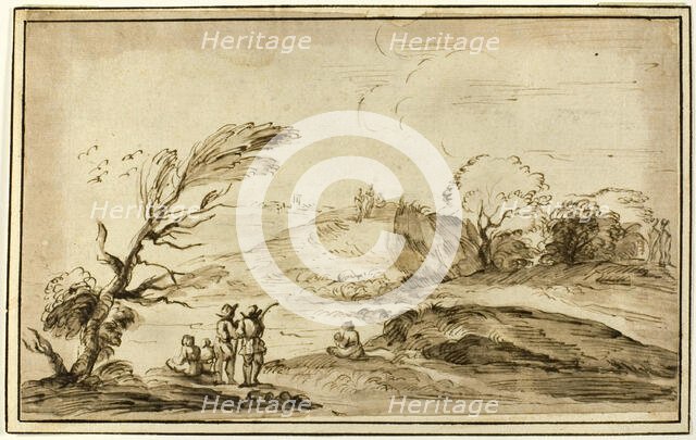 Two Groups of Figures in a Landscape, n.d. Creator: Unknown.