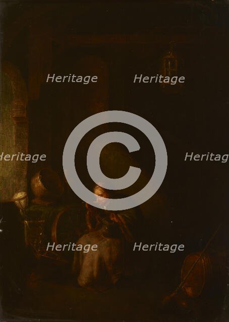 Old Woman in the Interior (Old Woman Eating Porridge)-Copy, 19th century. Creator: Unknown.