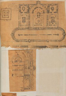Page from a Scrapbook containing Drawings and Several Prints of Architecture, Int..., ca. 1800-1850. Creators: Workshop of Charles Percier, Workshop of Pierre François Léonard Fontaine.