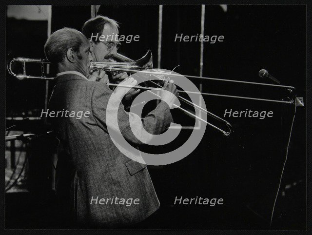 Trombonists Don Lusher and Vic Dickenson playing at the Capital Radio Jazz Festival. Artist: Denis Williams