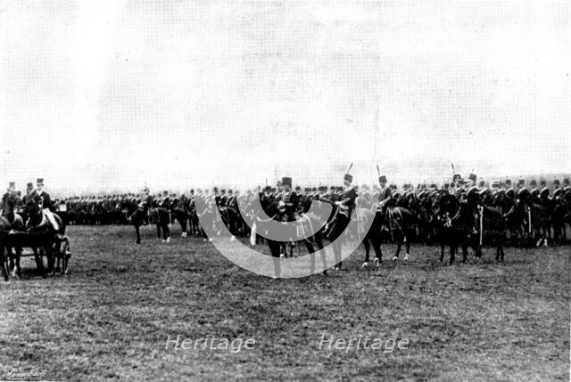 The Shahzada's Visit: the Shahzada at Aldershot: 4th Hussars in line, 1895. Creator: Henry R. Gibbs.
